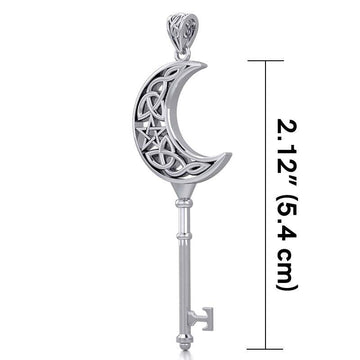 Crescent Moon Spiritual Enchantment Key Silver Pendant TPD5673 - Jewelry